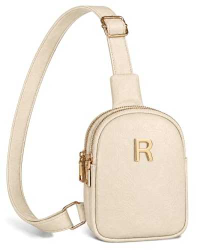 Tween Girls Trendy Stuff, Cute Small Purse with Initial Letter - color: Beige, style: R