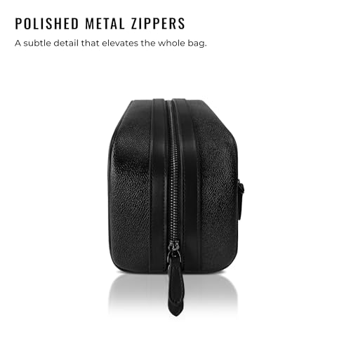 Kings Loot Premium Dopp Kit, Leather Travel Toiletry Bag, Midnight Black - color: Midnight Black