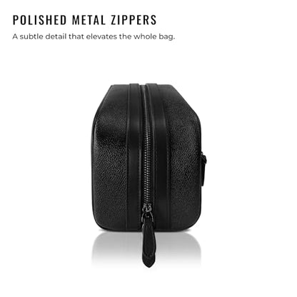 Kings Loot Premium Dopp Kit, Leather Travel Toiletry Bag, Midnight Black - color: Midnight Black