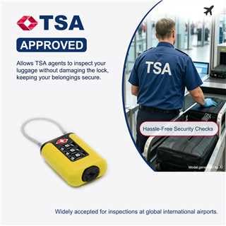 TSA Approved Luggage Locks, 3-Digit Waterproof Padlock, Combination Travel Cable Lock, Lockers, Suitcases, Toolboxes (Yellow+Yellow) - color: Yellow+Yellow