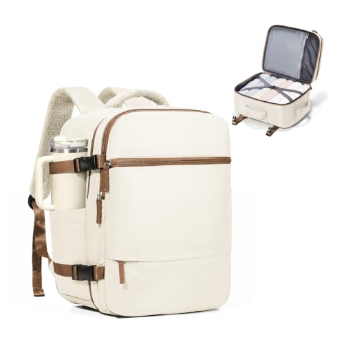 suradar Travel Backpack for Women Men Carry on Backpack - color: A1-beige Brown