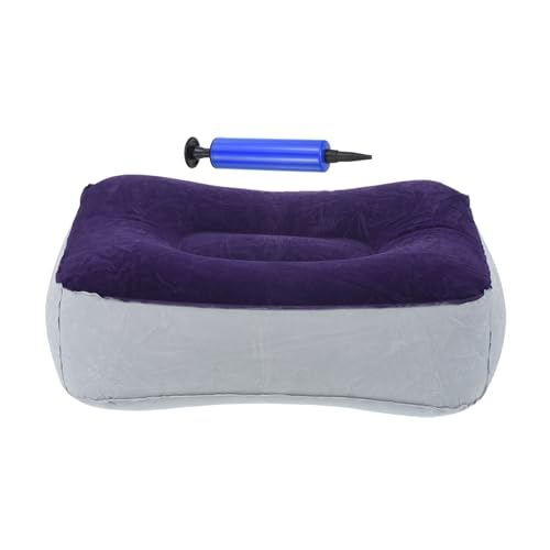 M METERXITY Travel Foot Rest Pillow - Portable Inflatable Leg Rest Pillow with Air Pump, Apply to Airplane Train Home Office(15 x 11 Inch, Gray Blue) - color: Gray Blue