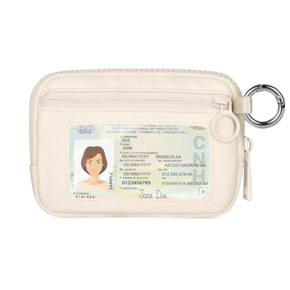 The Iris Wallet Zipper Mini Coin Purse Keychain ID Holder Wallet - color: Beige