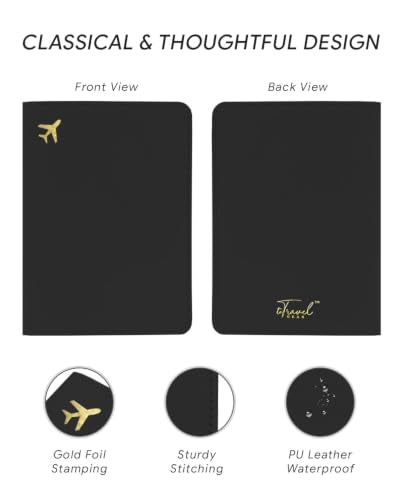 Passport Holder for Travel - RFID Blocking for Women & Men - color: Black