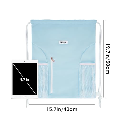 WANDF Drawstring Backpack, Gym Sackpack for Sports - color: Light Blue