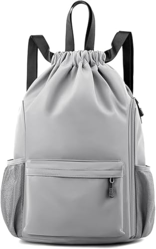 Valleycomfy Waterproof Drawstring Gym Backpack Bag for Men & Women Grey - color: A-grey