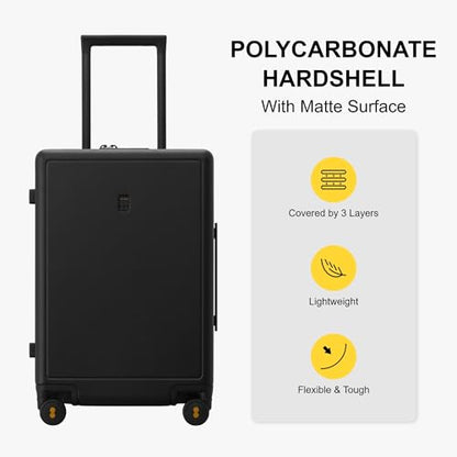 LEVEL8 Elegance Matte Luggage Set, 20 Inch Carry-on Luggage, 28“ Large Suitcase Lightweight Hardside Suitcases with Wheels,Tsa Lock,2-Piece Set(20/28), Black - color: Black, size: 20/28-Inch