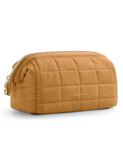 BAGSMART Puffy Padded Travel Makeup Bag, Wide-open Toiletry Bag, Mustard Yellow - color: 24-Mustard Yellow