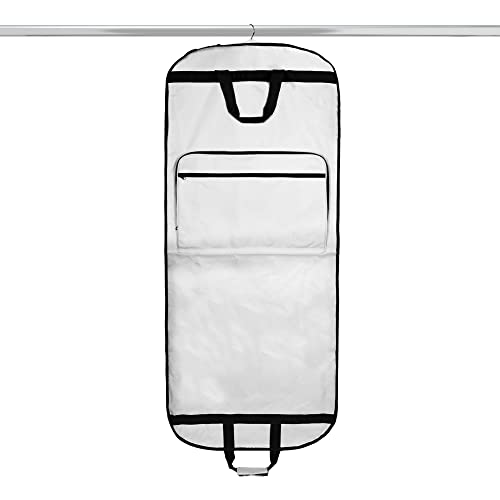 Dalix 60" Foldable Garment Bag Suits Cover Dresses w Front Pocket - color: White