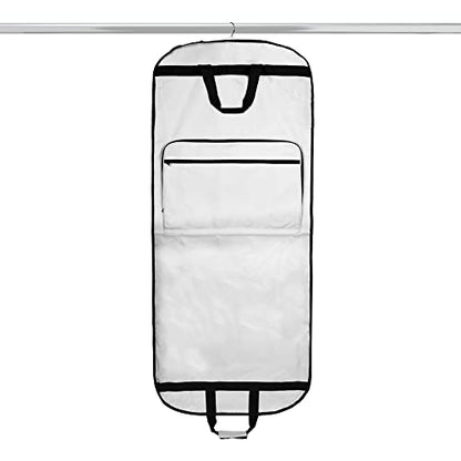 Dalix 60" Foldable Garment Bag Suits Cover Dresses w Front Pocket - color: White