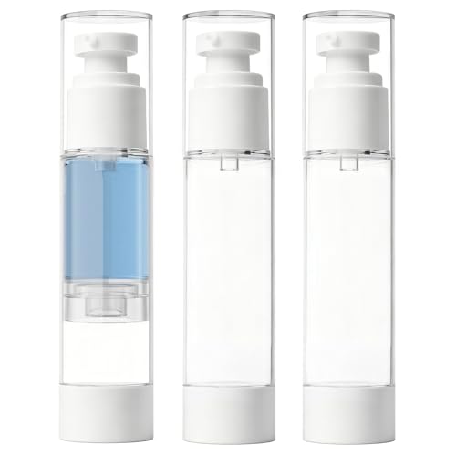 Clear Airless Pump Bottles, Vacuum Travel Cosmetic Containers - size: 50ml (3pack)