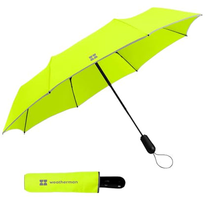 Weatherman Premium Small Compact Mini Umbrella for Travel - color: Neon Yellow