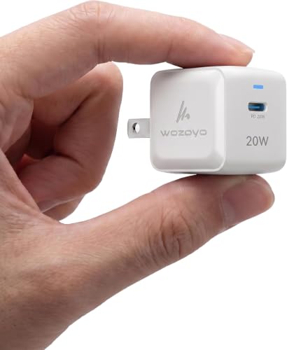 PD 20W GaN Charger, Wozoyo Type-C Fast Charger Compatible for iPhone 17/16/16 Pro Max/15 Series/iPad Pro, Smartphones & Tablets, QC 3.0,Compact Foldable Plug Design, Smart Power Delivery