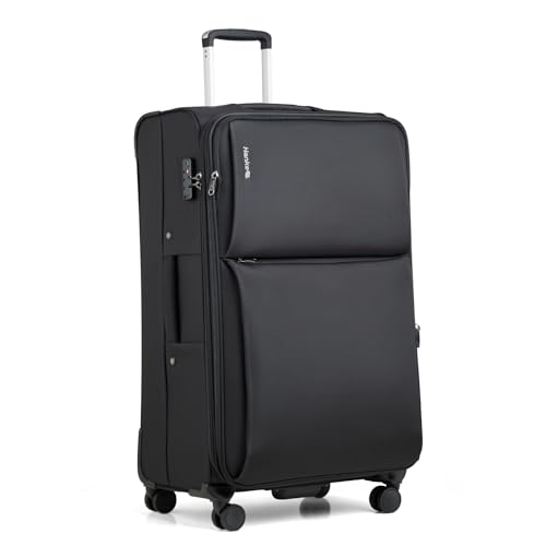 Hanke Large Checked Luggage, 28 Inch Suitcase with Garment Compartment - color: Black, size: 28 Inch Checked In
