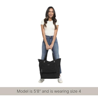 Baggallini Carryall Expandable Lightweight Travel Tote 22" Packable Folding Compact Nylon Washable Weekender w/Luggage Sleeve - color: Lilac