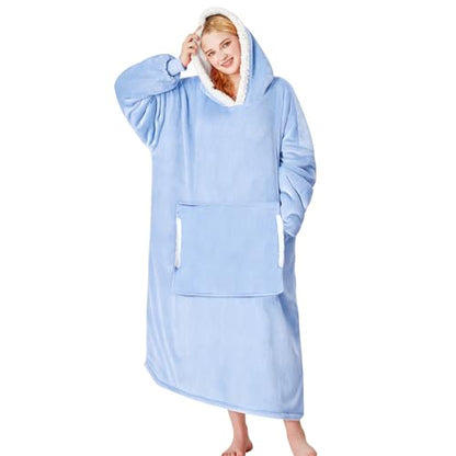 yescool Wearable Blanket Hoodie as Christmas Birthday Gifts for Women Mom - color: Celeste, size: Oversized