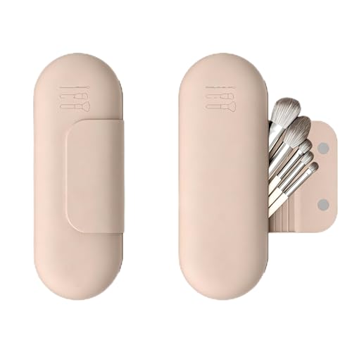 Soft Silicone Travel Makeup Brush Holder(Khaki) - color: Khaki