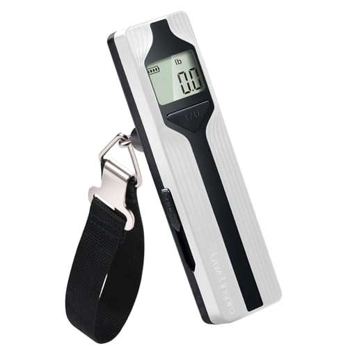 Battery-Free Luggage Scale – No Batteries Needed, Portable Digital Hanging Suitcase Weight Scale for Air Travel & Checked Bags, 110lb/50kg, LCD Display, Compact Travel Accessory - color: White-Large Handle