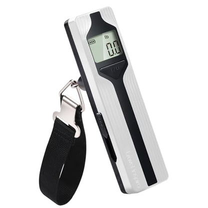 Battery-Free Luggage Scale – No Batteries Needed, Portable Digital Hanging Suitcase Weight Scale for Air Travel & Checked Bags, 110lb/50kg, LCD Display, Compact Travel Accessory - color: White-Large Handle