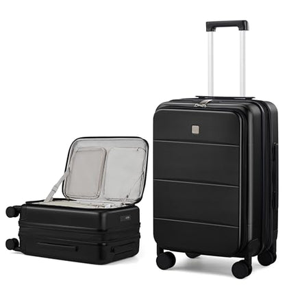 MILADA 24 Inch Checked Luggage, Expandable Hardshell Suitcase with 360° Spinner Wheels & TSA Lock, Lightweight Medium Rolling Luggage for Men and Women Travel, Black - color: Black, size: 24" Checked in
