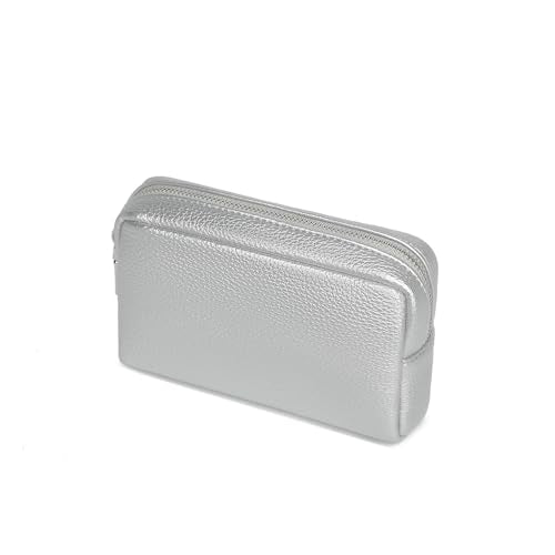 Makeup Bag for Purse Travel Cosmetic Bag (PU Pearl Silver) - color: Pearl Silver
