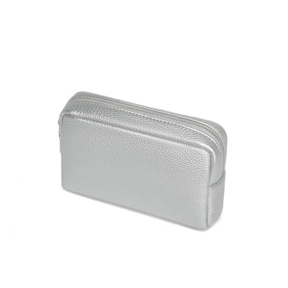 Makeup Bag for Purse Travel Cosmetic Bag (PU Pearl Silver) - color: Pearl Silver