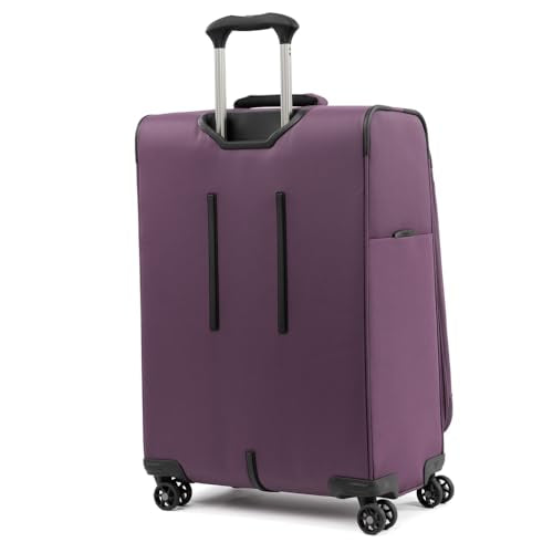 Travelpro Tourlite Softside 25" Expandable Luggage with 4 Spinner Wheels, Lightweight Suitcase, Checked Medium, Deep Purple - color: Deep Purple, size: Checked-Medium 25-Inch