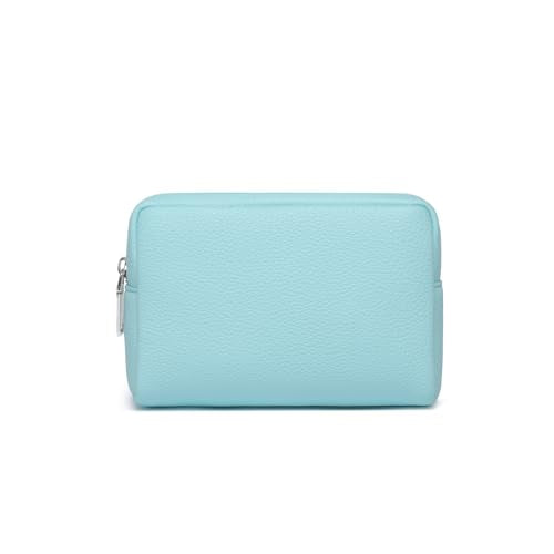 Makeup Bag for Purse Travel Cosmetic Bag (PU Clear Water Blue) - color: Clear Water Blue