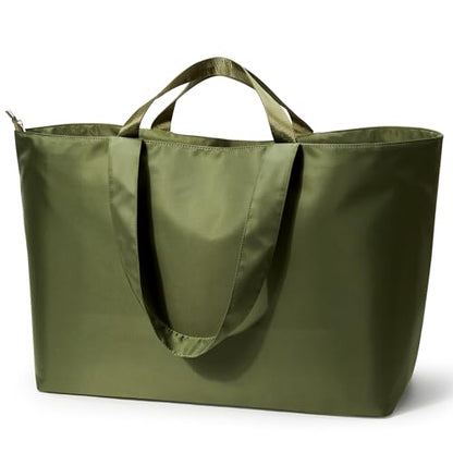 KALIDI 60L Extra Large Beach Tote Oversized Bag Zipper Utility Weekender - color: Olive Green