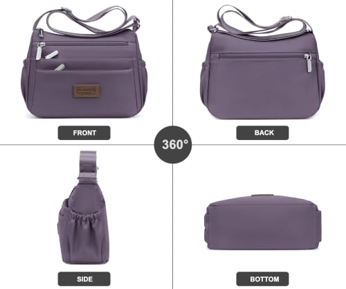 Purses For Women Nylon Crossbody Bags Waterproof Handbags Multiple Pockets - color: Purple