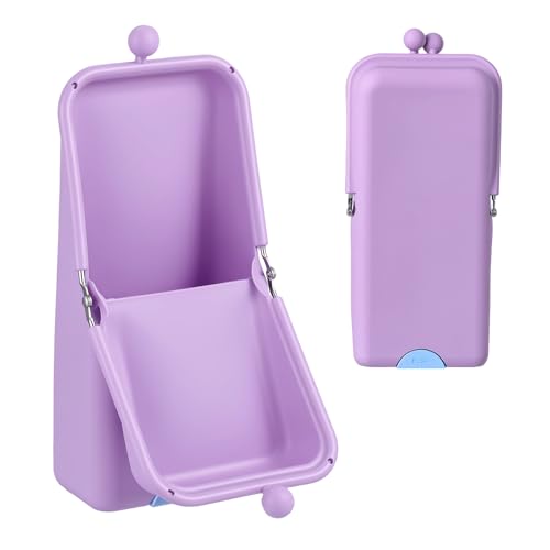 Kacctyen Makeup Brush Case Silicone Standing Makeup Brush Holder,Purple | Silicone Make up Travel Bag with Suction Portable Cosmetic Organizer Phone Stand Pouch for Travel Home Back to School Use - color: Purple
