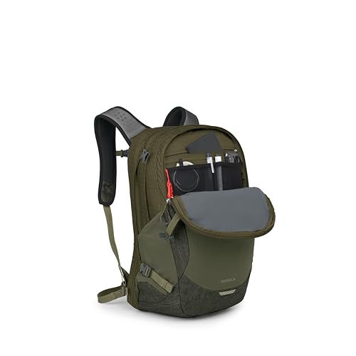 Osprey Nebula Commuter Backpack, Green OS | everyday bag, campus pack, laptop carry, laptop sleeve, work school travel, bottle pockets, everyday carry, Green color - color: Moss Green-earl Grey Heather