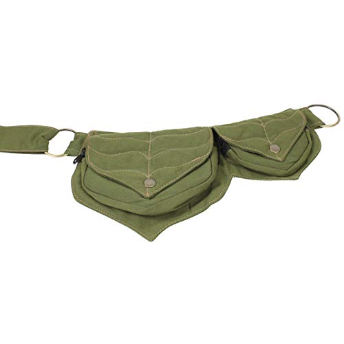 Cotton two Leaf Pocket Waist Belt-Sage - color: Sage