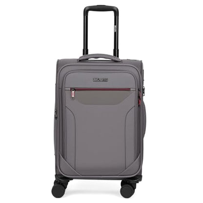 22'' Upright Spinner Softshell Suitcase w/Spinner Wheels - color: Grey, size: Carry-On 22 inch