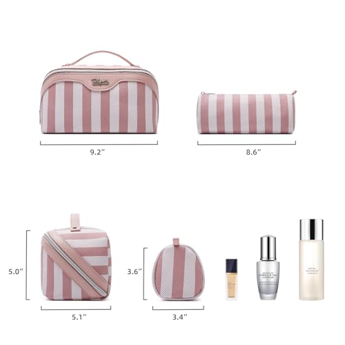 BOYATU Travel Makeup Bag Cosmetic Bags for Women: 3-Piece Makeup Bag Set - color: B-1-Pink