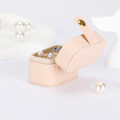 KUKUVR Small Travel Jewelry Ring Stud Earring Box (Pink) - color: Pink