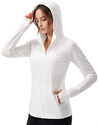 Soothfeel Women's UPF 50+ Sun Protection Shirt Hoodie Jacket Lightweight - color: B-white, size: X-Small
