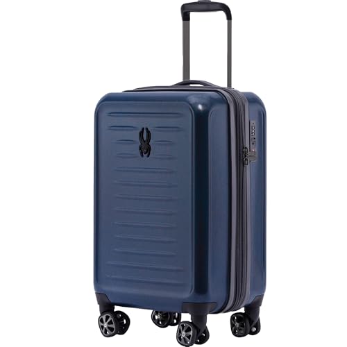 Spyder Rails 20 Inch Expandable Hardside Carry-On Suitcase with 360° Spinner Wheels, TSA Approved Lock - color: Carbon Blue, size: Carry-On