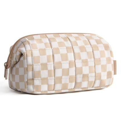 BAGSMART Makeup Bag Travel Toiletry Bag, Zipper Pouch, Checkered Khaki - color: 11-Checkered Khaki