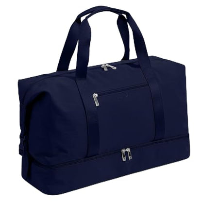Oeihuivt Weekender Bags for Women - 21 Inch Large Travel Duffel Bag Set with Shoe Compartment, Heavy-Duty nylon Carry On Overnight Tote Blue - color: Blue-1A