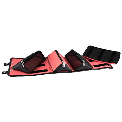 Lencca Stowaway Premium Utility Organizer Bag | Compact Travel Roll-Up Pouch with Detachab – Hanging Toiletry Travel Organizer with 4 Removable Pouches, Water-Resistant - color: Red