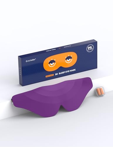 Sleep Mask for Side Sleeper Women Men, EVA BELLE Eye Mask for Sleeping Light Blocking, 3D Sleeping Mask Blackout, Soft Breathable Eye Shade Cover with Adjustable Elastic Strap for Travel Home Nap Rest - color: 01-purple