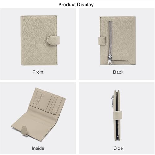 Slim Genuine Leather RFID Passport Holder, Travel Wallet With Cash Holder - color: Gray