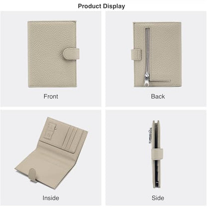 Slim Genuine Leather RFID Passport Holder, Travel Wallet With Cash Holder - color: Gray