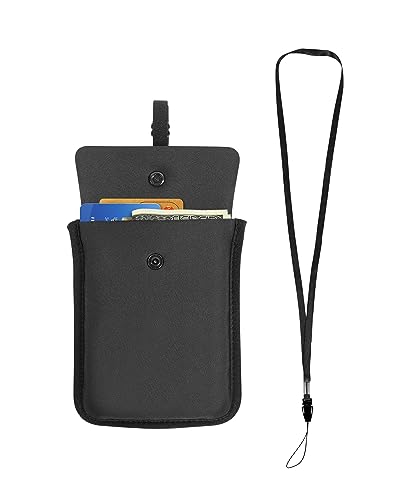 RFID-Blocking Travel Bra Wallet, Hidden Money Pouch with Elastic Strap - color: Black, size: Credit Card Size