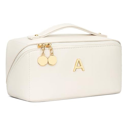 Gifts for Women Bridesmaid Initial Makeup Bag - color: MediumBeige, style: A