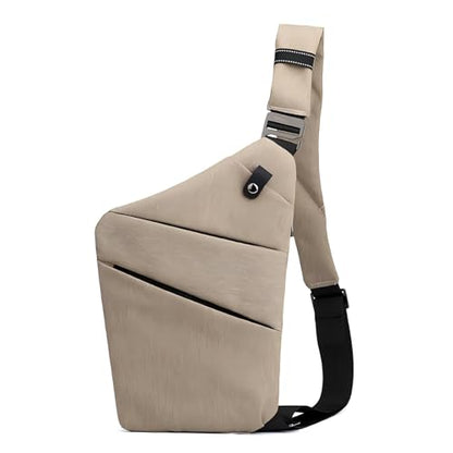 Anti Theft Travel Bag Sling Cross-body Bag Large Capacity - color: Khaki, style: Right Shoulder