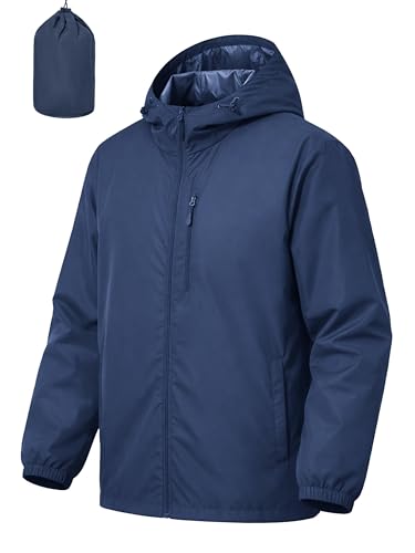 UIQUR Mens Cycling Jacket Waterproof Rain Jacket - color: Navy Blue, size: XX-Large