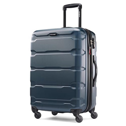 Samsonite Omni PC Hardside Expandable Luggage with Spinner Wheels, Teal, Checked-Medium 24-Inch - color: Teal, size: Checked-Medium 24-Inch