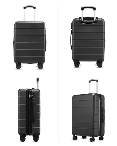 Expandable Hardshell Suitcase with TSA Lock, Carry-On Luggage, 20 Inch - color: Black, size: 20 Inch